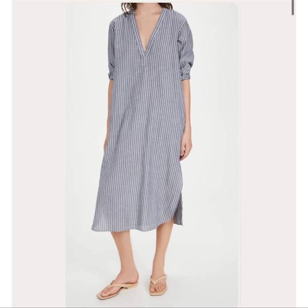 (SOLD) Nili Lotan Raven Shirt Dress Midi Stripe Dress - Picture 1 of 11